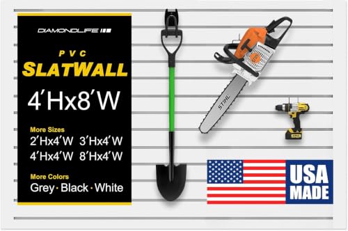 Heavy Duty 4'H x 8'W PVC Garage SlatWall Storage System