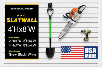 Heavy Duty 4'H x 8'W PVC Garage SlatWall Storage System