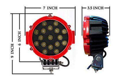 Black Horse Grille Brush Bumper Guard Modular Black Come with Pair of 7.0" Dia.LED Lights with Red Trim Rings Compatible with 2006
