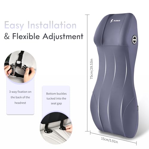 Integrated Car Seat Lumbar Support Pillow & Car Neck Pillow Memory Foam Back Cushion for Driving Car Seat Back Support Pillow for Car Seats Driver Back Neck Sciatica Pain Relief Cushion