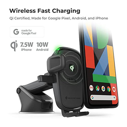 Car Charger Easy One Touch Wireless 2 Qi Charging Dashboard Phone Mount for iPhone