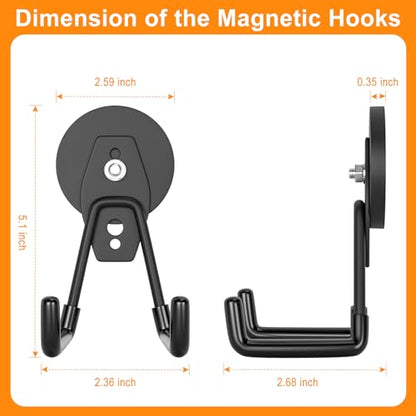 Strong Magnetic Hooks Large Rare Earth Magnet Hooks Heavy Duty Utility Magnetic Tool Holder for Garage Organization (6 Count)
