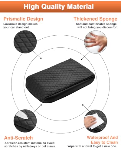 Custom for 2024 2025 2026 Honda Prologue Center Console Cover Armrest Cover for Honda Prologue Accessories Arm Rest Cushion Pad Leather Middle Console Cover Armrest Seat Box Protector Black