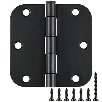 Rounded Matte Black Door Hinges 3.5 Inch 5 (30 Count)