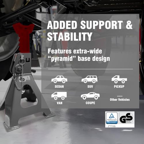 Car Jack Stands 6 Ton with Double Locking and Large Foot Base for Lifting Cars