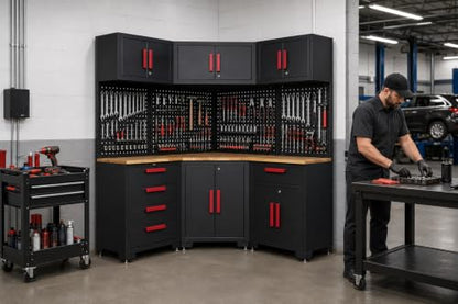 10Pcs Corner Garage Cabinets Storage System