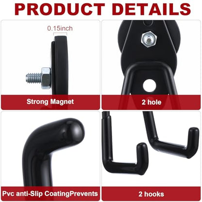 30 Pcs Large Magnetic Hooks Heavy Duty Garage Magnet Hooks Strong Storage Utility Magnetic Hangers with Anti Slip Rubber Coating for Indoor and Outdoor Hanging (30 Count)