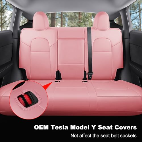 Tesla Model Y Car Seat Covers Nappa Leather Car Interior Seat Airbag Compatible Cushion Cover Full Set Custom Fit 2024 2023 2022 2021 2020 (11 Count)
