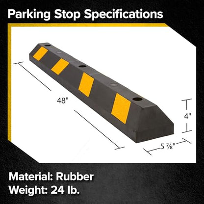 Parking Stop 4 Foot Long Flexible Rubber Curb