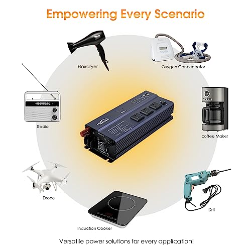 1000W Pure Sine Wave Power Inverter12V DC to 120V AC Converter