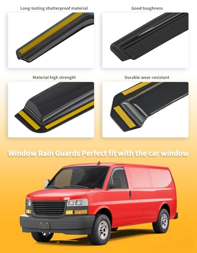 Window Rain Guards for Chevy Express Van & GMC Savana 2500 3500 1996