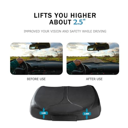 Leather Car Memory Foam Heightening Seat Cushion for Short People Driving