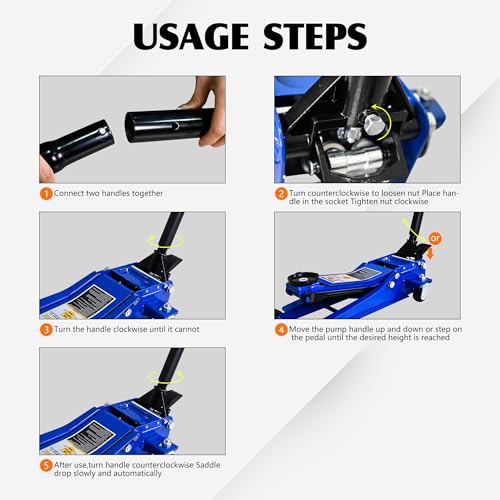 6600lbs 3Ton Low Profile Floor Jack with Foot Pedal Dual Piston Hydraulic