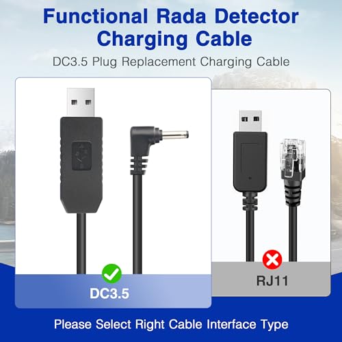 USB to DC3.5 Radar Detector Power Cord for Cobra Models