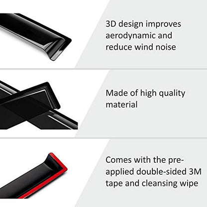 Tape on Extra Durable Rain Guards for Trucks Ford F (4 Count)