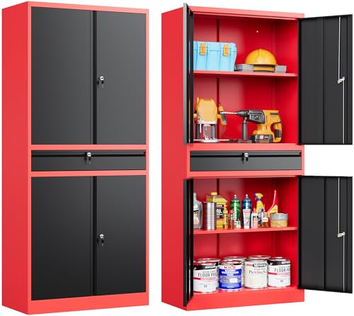 Metal Storage Cabinet with Drawer and Lock