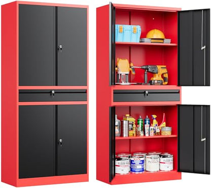 Metal Storage Cabinet with Drawer and Lock