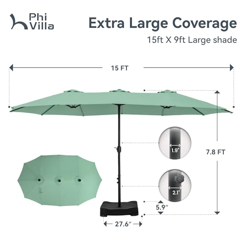 15ft Large Outdoor Patio Umbrella with Base Included