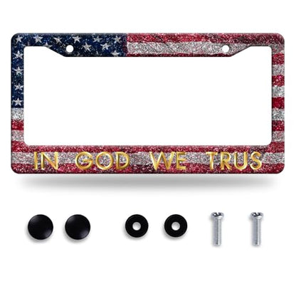 in God We Trust License Plate Frame Stainless Steel Car Accessory 12.3x6.3