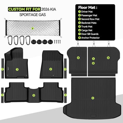 All Weather TPE Floor Mat Set for 2026 Kia Sportage Gas