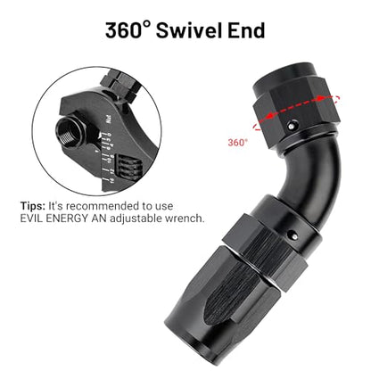 4AN 60 Degree One Piece Full Flow Hose End Fitting Swivel for CPE Braided Hose
