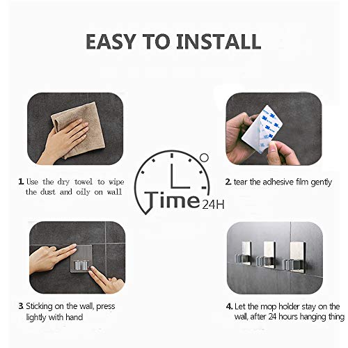 2 Pack Stainless Steel Mop Broom Holder Organizer (2 Count)