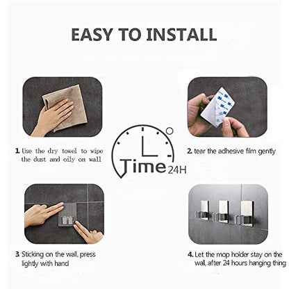 2 Pack Stainless Steel Mop Broom Holder Organizer (2 Count)