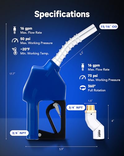 OMT 3 4" NPT Automatic Fuel Nozzle Kit with 360° Hose Swivel