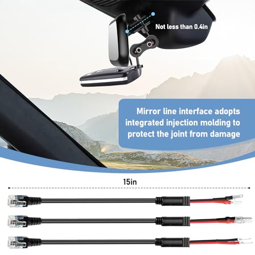 Radar Detector Mount+Rearview Mirror Hard Wire Power Cord kit 16"