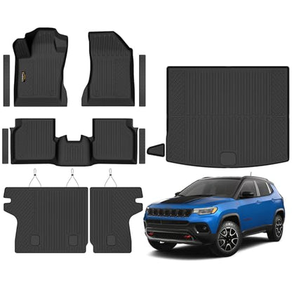 Floor Mats & Cargo Liner & Backrest Mat Custom for Jeep Compass 2017 (160 Ounce)