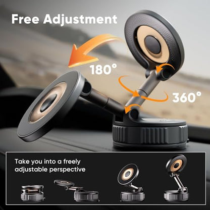 Car Phone Holder for Magsafe [120+LBS Strong Suction & 2800gf Magnetic]