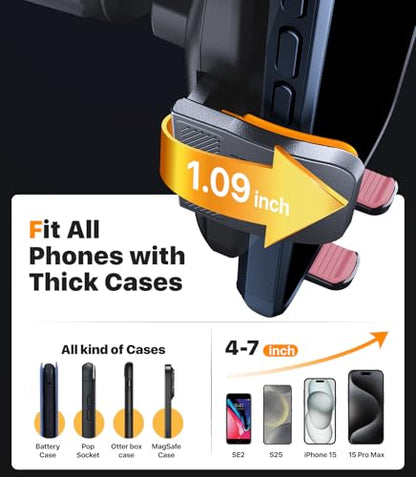 Ultra Stable Phone Holders for Your Car [Powerful & 360 Adjustable Suction Cup] Universal Car Phone Holder Mount Long Arm Flexible Car Mount for Dashboard Windshield Air Vent All Phone Case