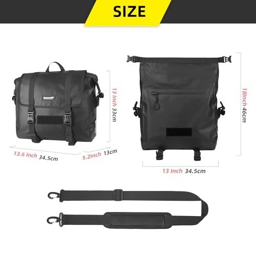 Motorcycle Saddlebag 15L Waterproof Luggage Bag Quick Release Motorcycle Side Bag Fits Most Adventure and Sports Bike Motor Racks