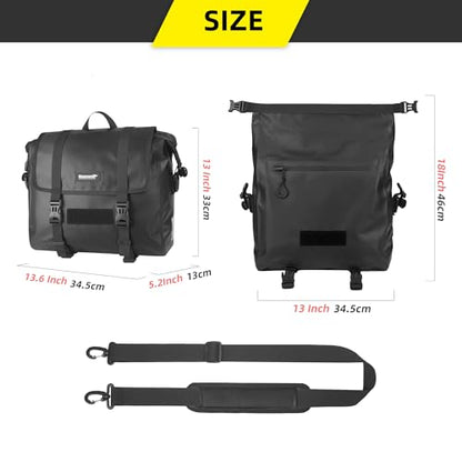 Motorcycle Saddlebag 15L Waterproof Luggage Bag Quick Release Motorcycle Side Bag Fits Most Adventure and Sports Bike Motor Racks