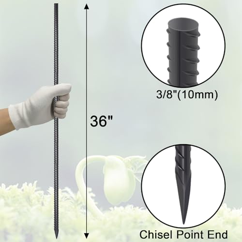 Straight Rebar Stakes 36 Inch Ground Concrete Form Stakes Heavy Duty (8 Count)
