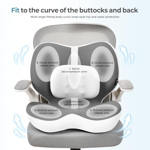 2 in1 Truck Seat Cushion and Lumbar Support Pillow Memory Foam Car Seat Cushion with Adjustable Strap for Truck Driver Long Drives