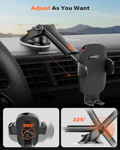 Suction Cup Car Phone Holder for Dashboard & Windshield