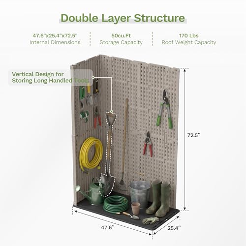 50 cu.ft Plastic Vertical Outdoor Storage Shed