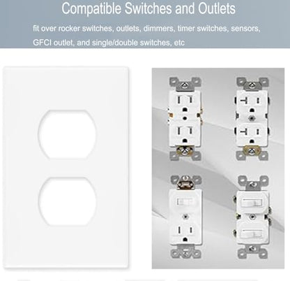 1 Gang Screwless Duplex Wall Plate Cover Single Switch Outlet Electrical Faceplate for Light Switch (4 Count)
