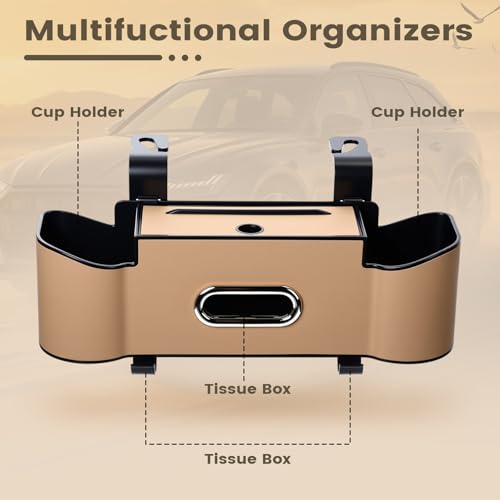 2 Pack Multifunctional Car Seat Back Storage Box Car Seat Back Organizer with Tissue Box (2 Count)
