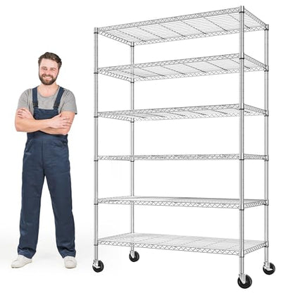 6 Tier Rolling Storage Shelves with Locking Wheels