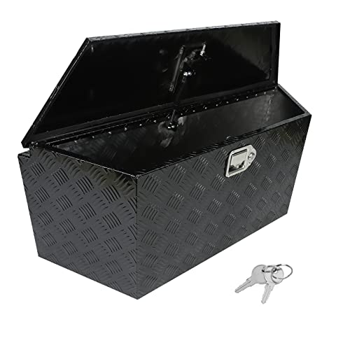 39 Inch Heavy Duty Aluminum Stripes Plated Tool Box Pick Up Truck Bed RV Trailer Tongue Toolbox Waterproof Storage Organizer with Lock and Keys