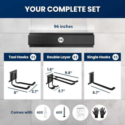 96'' All Metal Garage Tool Organizer Wall Mount (208 Ounce)