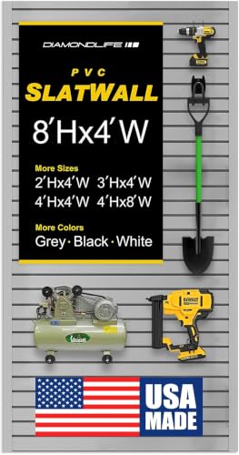 Heavy Duty 8'H X 4'W PVC Garage SlatWall Storage System