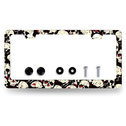 Stainless Steel Gothic Skull Skeleton License Plate Frame 12.2 x 6.2 Inch