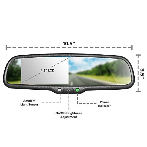 10.5" OEM Rear View Mirror with 4.3" LCD Screen and 170° Backup Camera