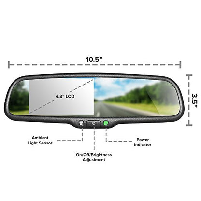 10.5" OEM Rear View Mirror with 4.3" LCD Screen and 170° Backup Camera