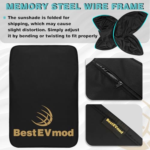3PCS Windshield& Roof Sunshade Compatible with 2026 2025 Tesla New Model Y Juniper Foldable Sun Shade Accessory Heat UV Protection Visor Accessories with Storage Bag (3 Count)