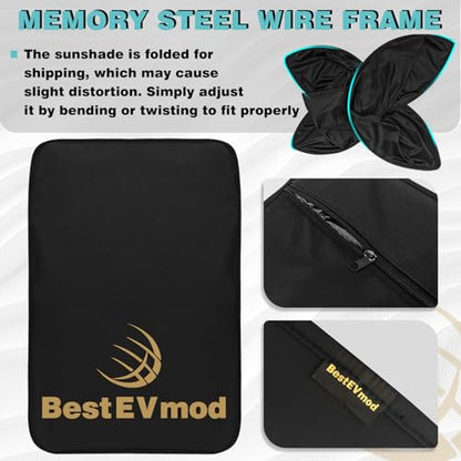 3PCS Windshield& Roof Sunshade Compatible with 2026 2025 Tesla New Model Y Juniper Foldable Sun Shade Accessory Heat UV Protection Visor Accessories with Storage Bag (3 Count)