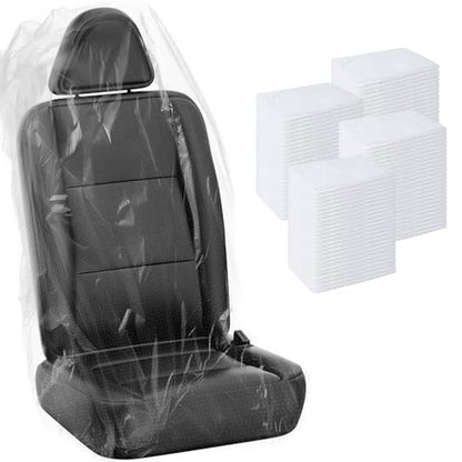 100 PCS Disposable Car Seat Covers Clear Plastic Vehicle Seat Protector